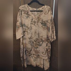 MELISSA MCCARTHY SEVEN7 Astrology Zodiac Print Tunic Shirt Pocket Blouse 1X NWOT